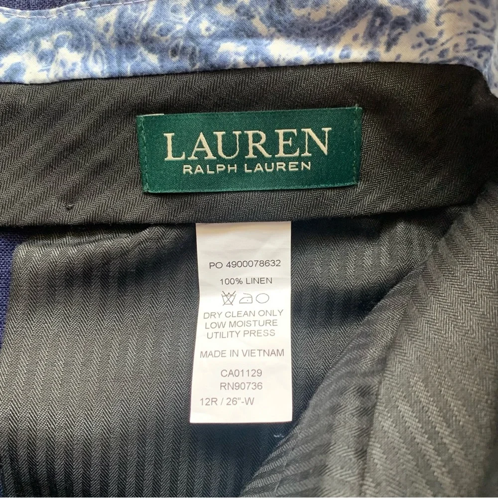 Ralph Lauren Boys Bright Navy Linen Chino Pants | Size 12R